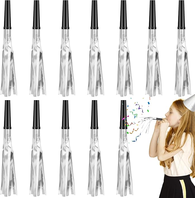 12 Pcs Glitter Noise Makers Metallic Fringed Party Blower by Twavang