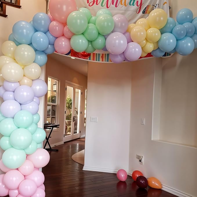 Pastel Balloons, 12 Inch Macaron Pink Purple Blue Yellow Green Colorful - Image 6
