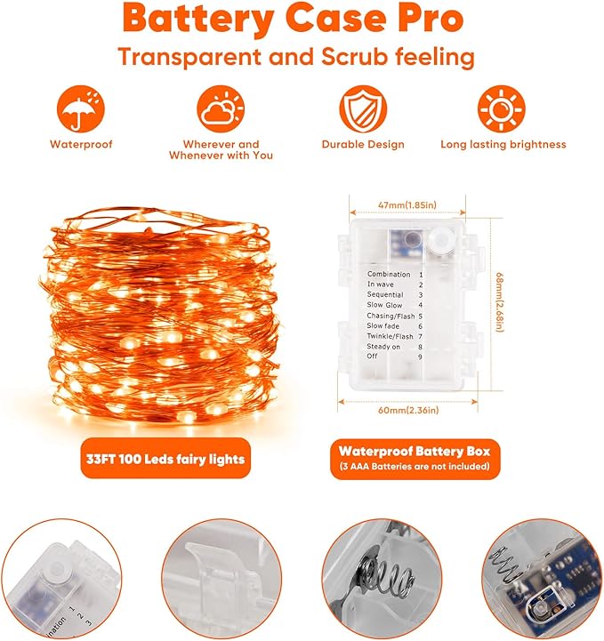 2 Pack 32.8 Ft. Battery Operated Outdoor String Lights - Image 3