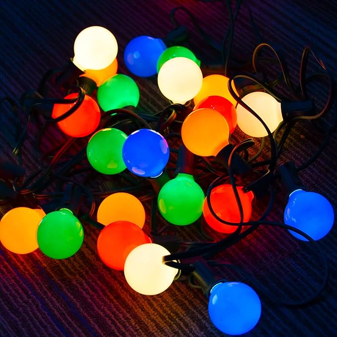 SUNSGNE 25Ft Outdoor Multicolor Christmas Lights, G40 Globe Patio String Lights - Image 4