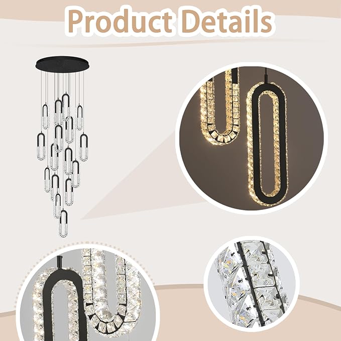 Large Staircase Crystal Chandeliers 16-Light Modern foyers Entrance 150" Long - Image 6