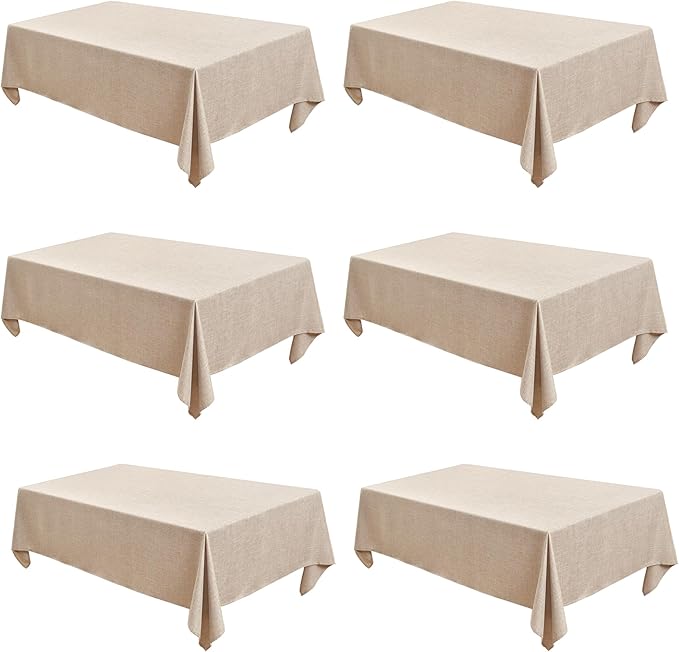 Fitable Beige Faux Linen Tablecloths Rectangle 60 x 84 Inch by Fitable