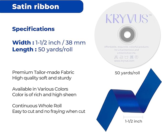 Dark Royal Blue Satin Ribbon 1-1/2 inch X Continuous 50 Yards, Single Face - Image 3