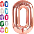 Rose gold 40 Inch 0 Number Balloons, 0 Decorations by Upgesy