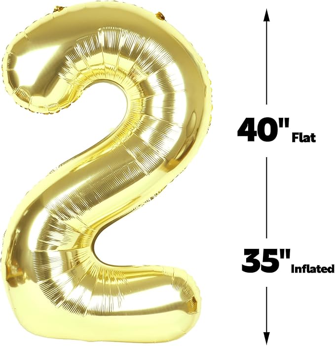 Big 40 Inch Champagne Gold 2 Number Balloon Birthday Decoration, 2026 Light - Image 3