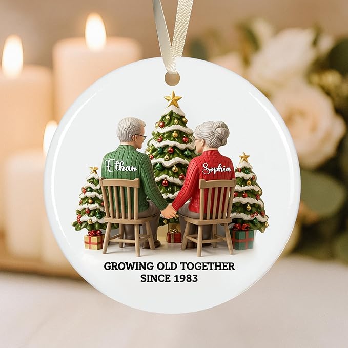 Love Signal Growing Old Together Christmas Ornament, Personalized Couple by LoveSignal