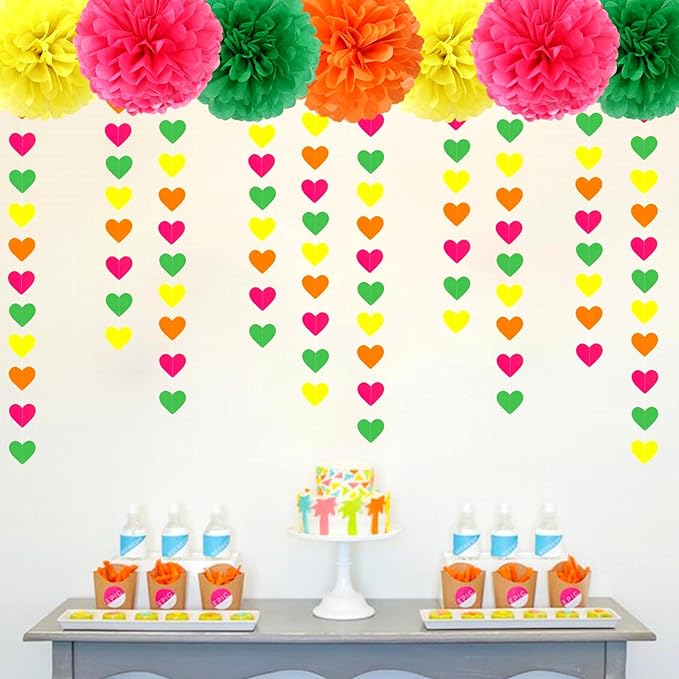 UV Neon Party Decorations Heart-Garland - 52ft Glow in The Dark Supplies - Image 6