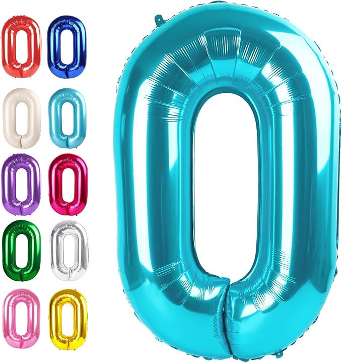 Blue 40 Inch 0 Number Balloons, 0 Decorations by Upgesy