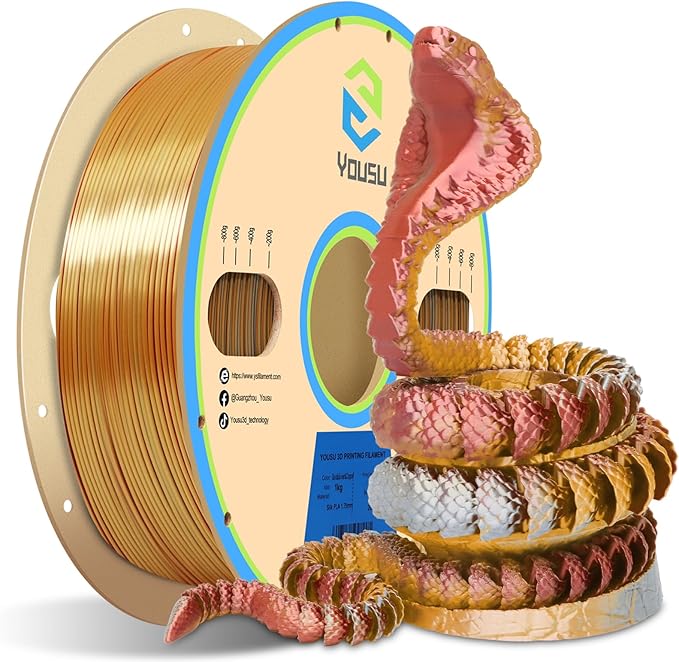 YOUSU PLA Filament1.75mm, Triple Color Coextrusion Silk 3D Printer Filament by YOUSU