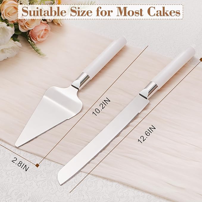 Cake Cutting Set for Wedding, Wood Cake Knife and Server Set, Vintage 2-Piece - Image 6