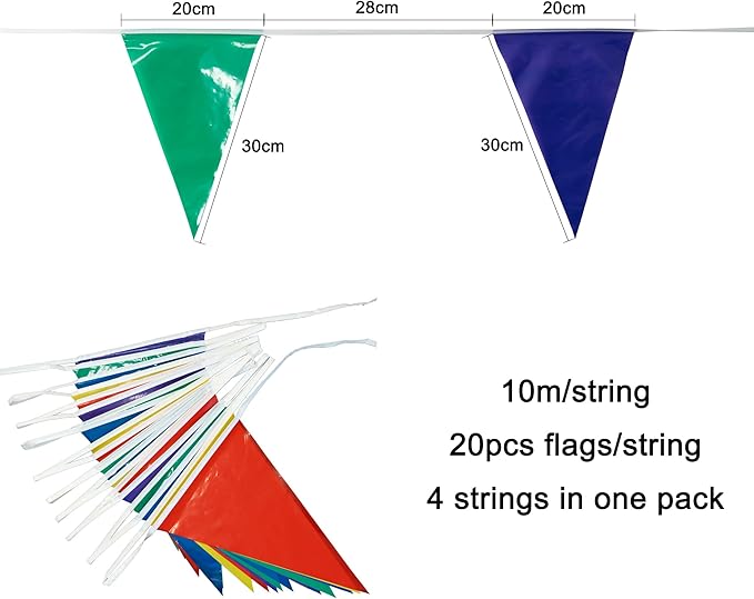 GREATRIL Pennant Banner 80 Flags Waterproof Triangle Banner - Image 3