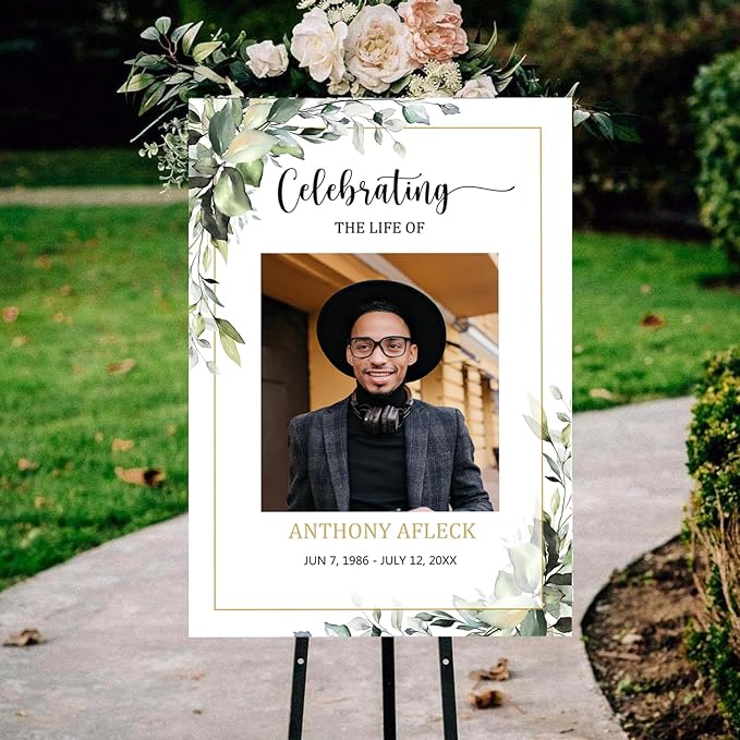Greenery Funeral Welcome Sign, Memorial Welcome Sign, Celebration of Life - Image 2
