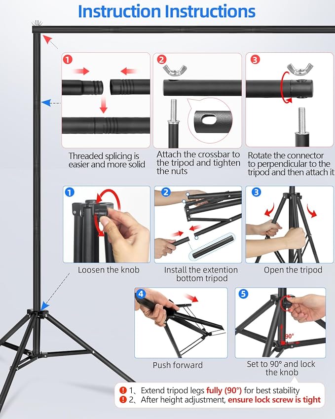 Hemmotop Backdrop Stand 10x8ft, Heavy Duty Photography Background Stand - Image 5