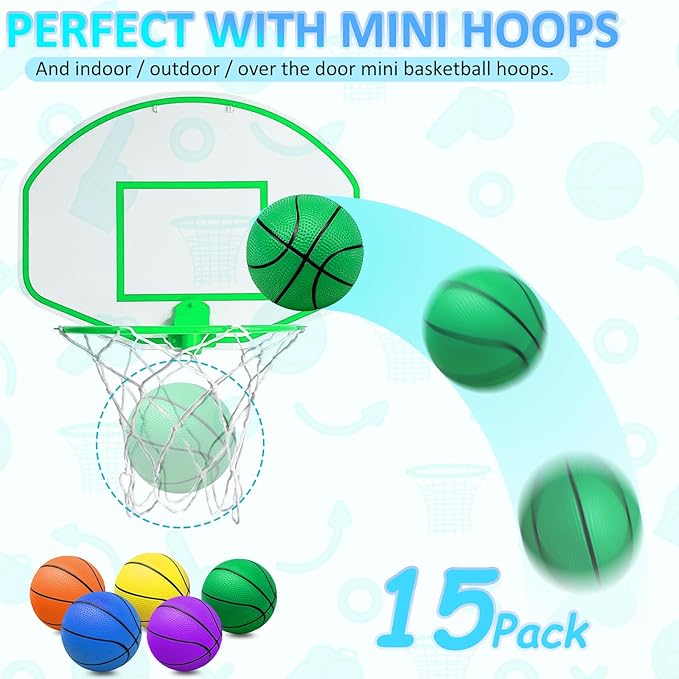 15Pcs 6" Mini Basketball Balls Bulk Small Basketball Set, PVC Small Basketball - Image 4