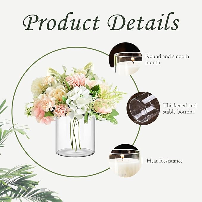 24 Pcs 4 Inch Tall Glass Vases Bulk Clear Cylinder Flower Vases Transparent - Image 2