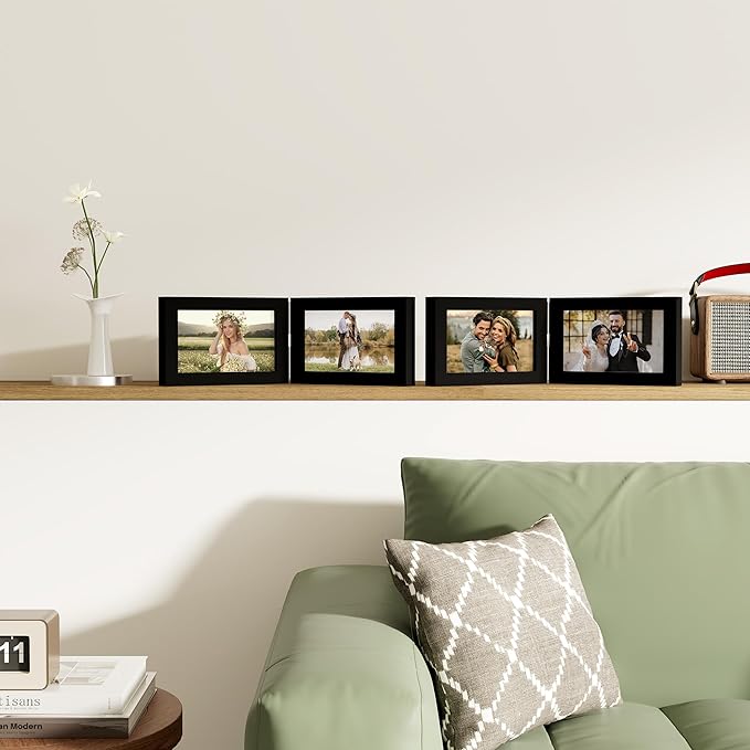 decorUhome Double 6x4 Picture Frame Vertical, Engineered Wood Bifold Photo Frame - Image 5