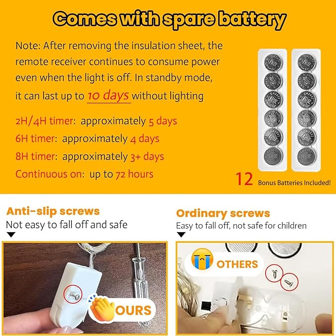 HXWEIYE 6 Pack Fairy Lights Battery Operated - Image 3