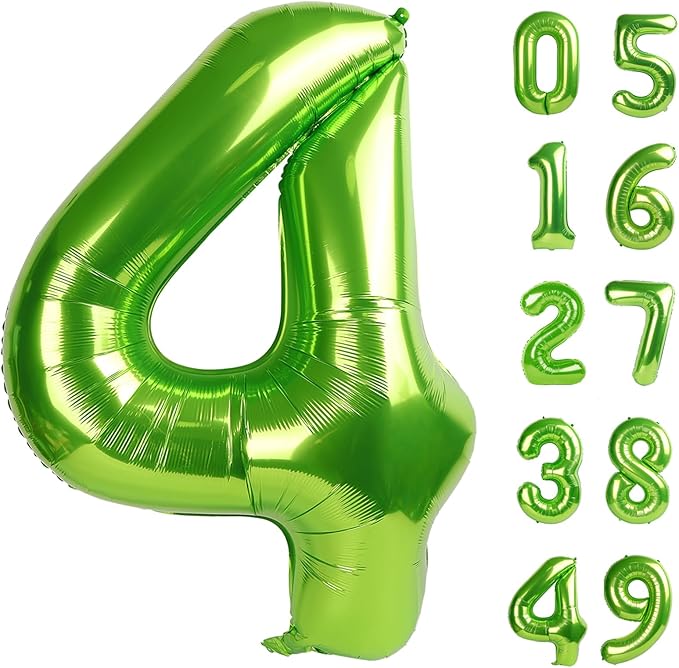 40 Inch Light Green Large Number 4 Birthday Balloon, Giant Number Four 14 24 34 by Upgesy