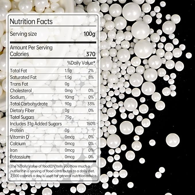 Edible White Pearl Sugar Sprinkles - Image 2