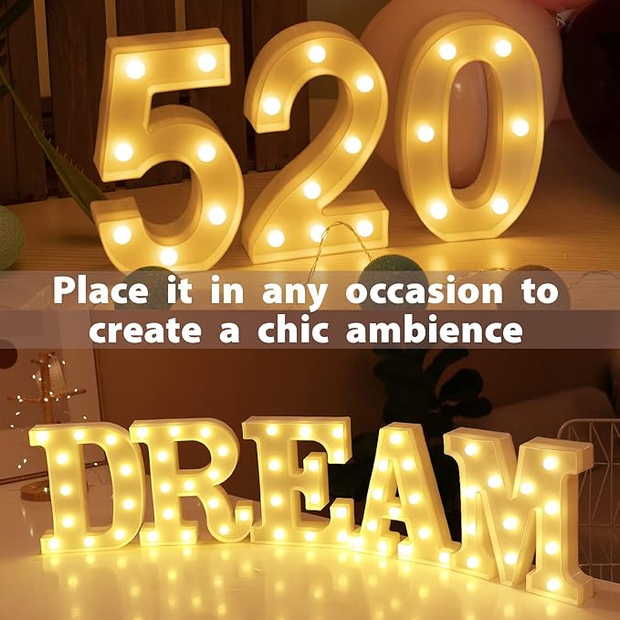 HXWEIYE Light Up Numbers-5, LED Marquee Number Lights Sign 26 Alphabet and 10 - Image 6