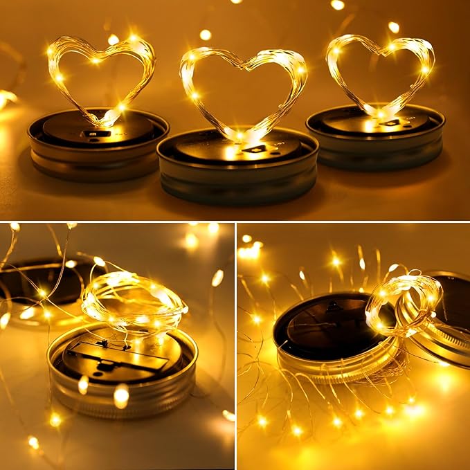 ZNYCYE Mason Jar Solar Lights for Outside, 6 Pack 30 LED Fairy Lights Mason Jar - Image 6