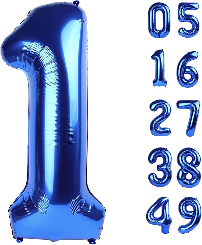 40 Inch Dark Blue Number Balloons, Helium Mylar Foil Number Balloons Number 1 by Lnhiya