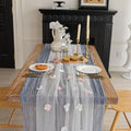 Romantic Artificial Floral Table Runner 10ft Gauze Tulle Lace Table Runner Set by Gzcvba