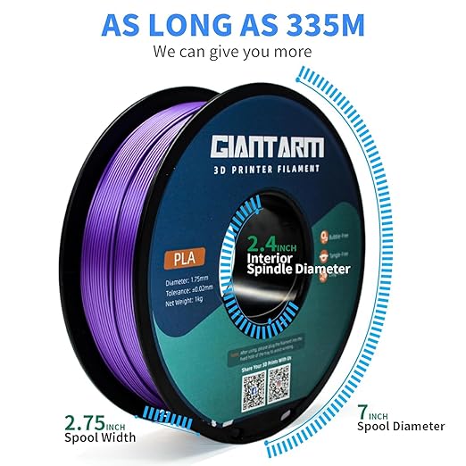 GIANTARM 3D Printer Filament, 1Kg Spool, 1.75mm Dimension Accuracy +/- 0.03mm - Image 5