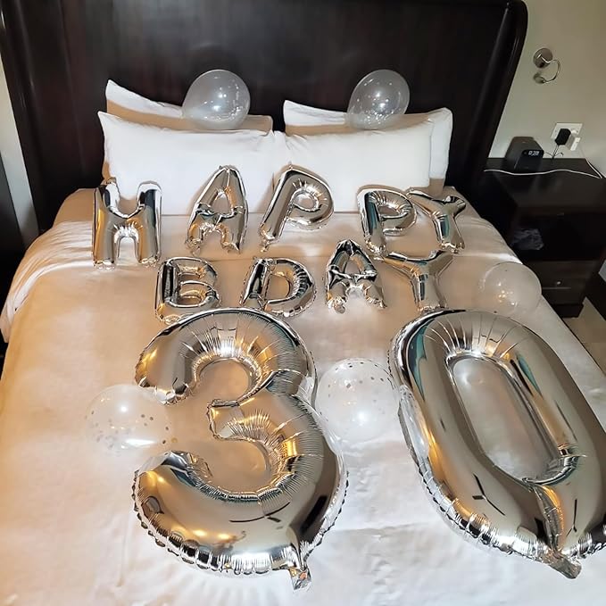 Silver 70th Birthday Balloons for Men, 40 Inch Mylar Self Inflating 70 Balloon - Image 7