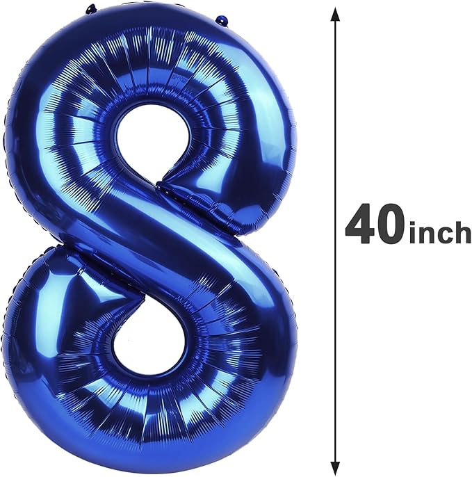 Night Blue Foil Number 8 Balloon 40 Inch, Helium Mylar Eight Number 8 18 28 38 - Image 3