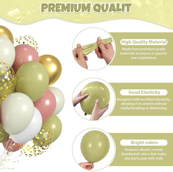 Pink And Green Balloons, Sand Cream White Balloon - Image 3