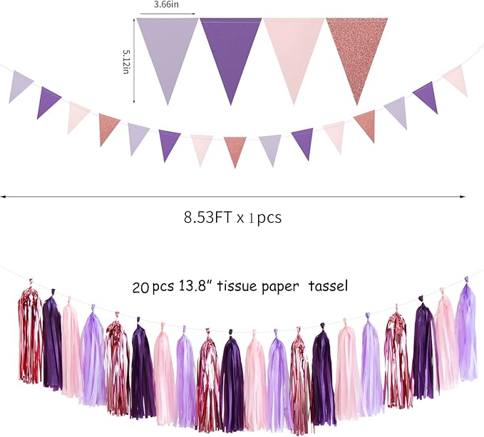 Rose-Gold Pink Purple Party Decorations - Image 3