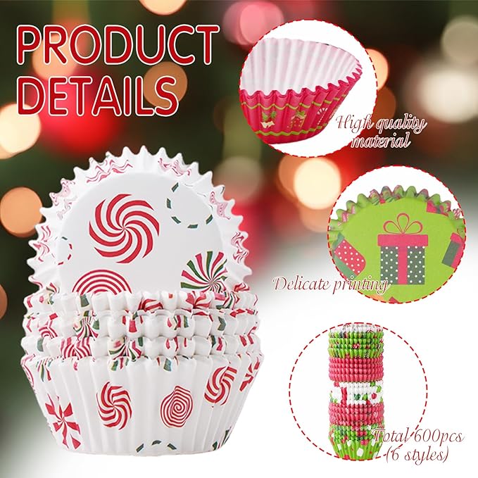 600 Count Christmas Cupcake Liners - Image 3