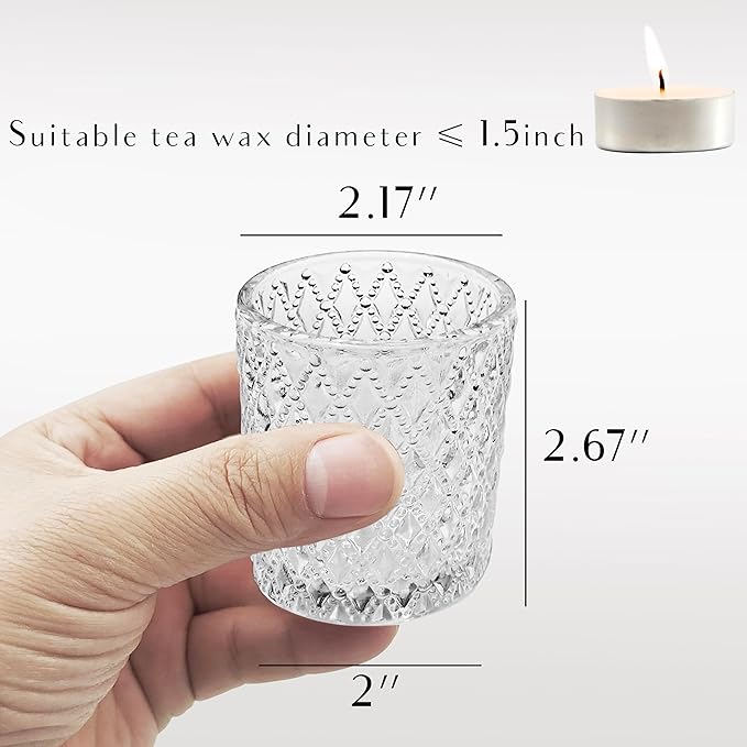 Clear Votive Candle Holders, 3 Patterns 24 pcs Glass Tealight Candle Holders - Image 6