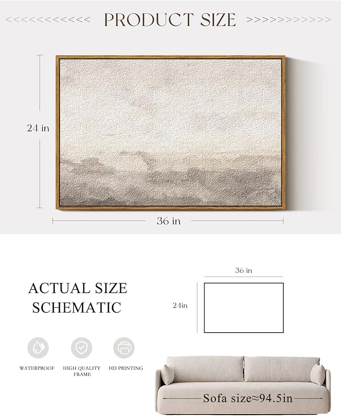ARPEOTCY Large Framed Canvas Wall Art, 24x36 Inch, Modern Minimalist Abstract - Image 2