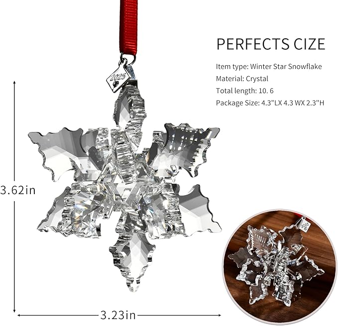 2025 Annual Edition 3D Crystal Snowflake Ornament Christmas Ornament Home Decor - Image 2