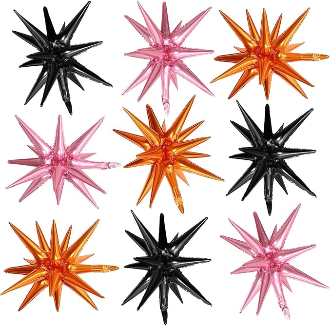Black Orange Pink Star Balloons by Adorely