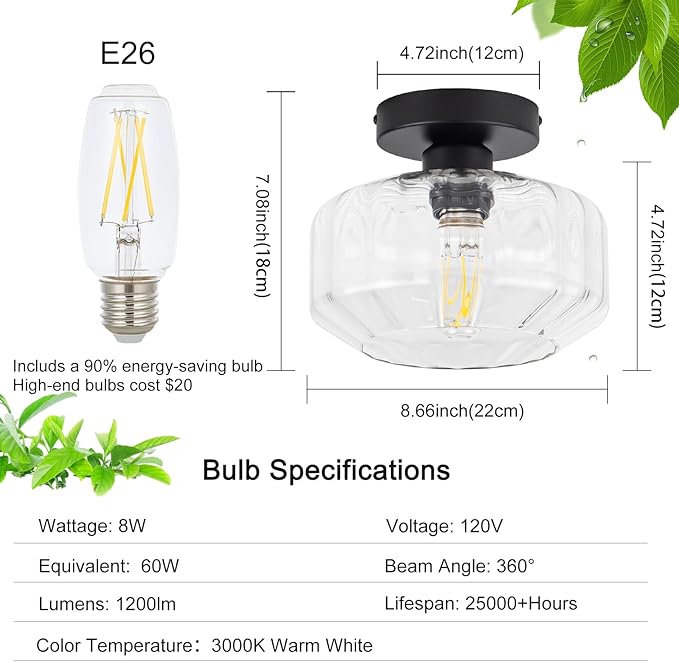 Semi Flush Mount Ceiling Light - Image 3