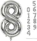 Silver Foil Balloon Number 8 for Boys, Large Number 8 Helium Balloon for Women by Lingqiang