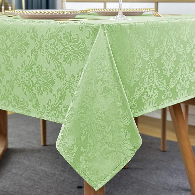 SASTYBALE Jacquard Damask Tablecloth Rectangle 52 x 70 Inch Light Green by SASTYBALE