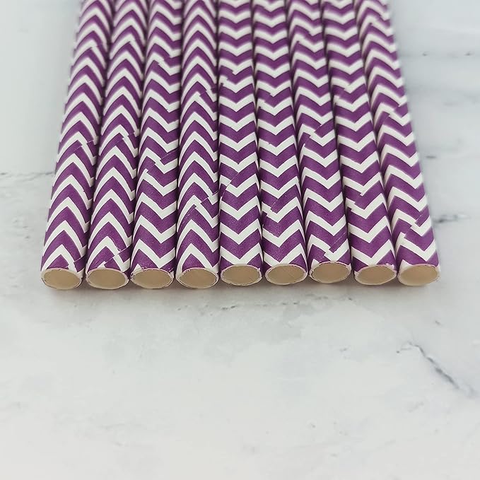 YAOSHENG Premium Disposable Waves Striped Drinking Paper Straws, Pack 100 - Image 6