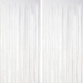 2 Pack White Tinsel Foil Fringe Curtains, Metallic Tinsel Party Streamers by Voircoloria