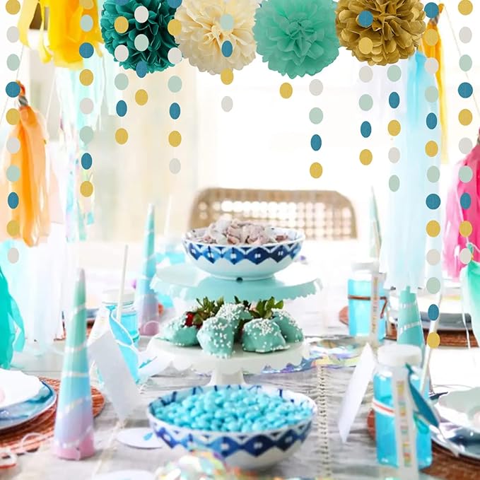 Teal-Blue Mint Beige-Gold Party Decorations - Image 6