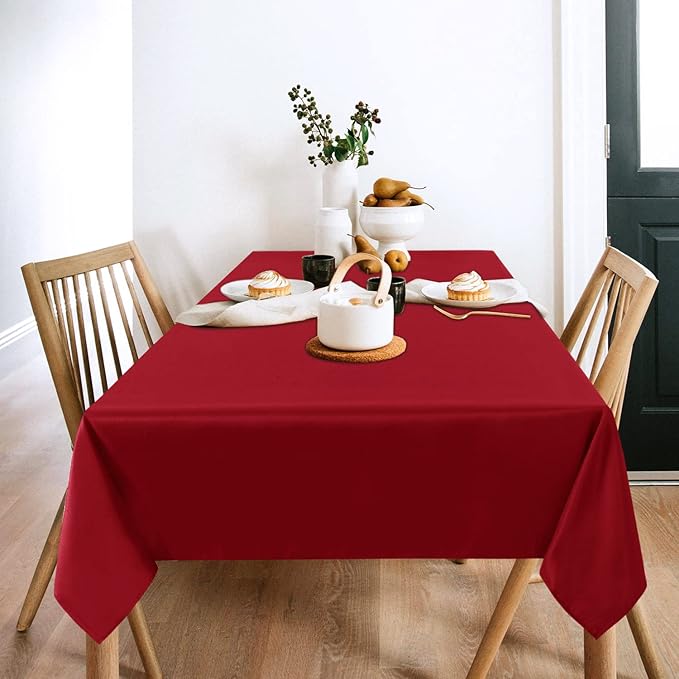 sancua 2 Pack Red Tablecloth 60 x 120 Inch, Rectangle 8 Feet Table Cloth - Image 2