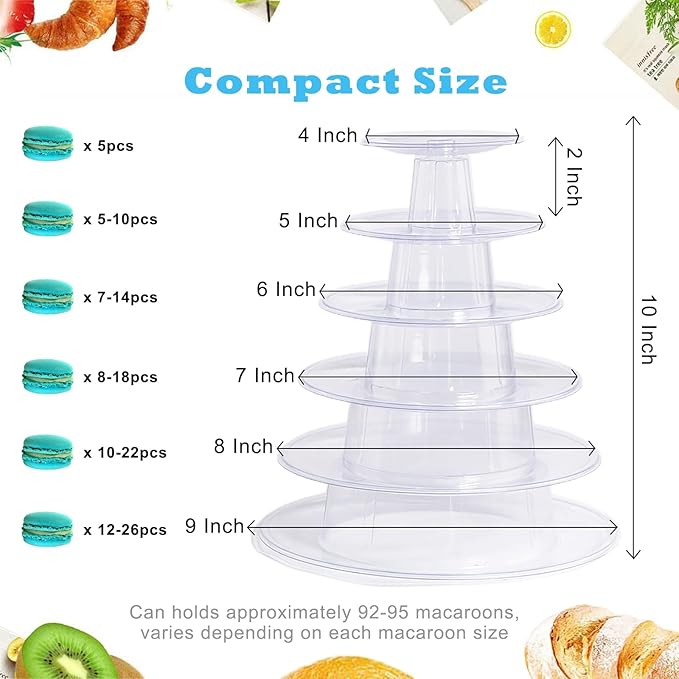 6 Tiers Round Macaron Tower Stand Plastic Transparent Cake Stand Macaron - Image 3