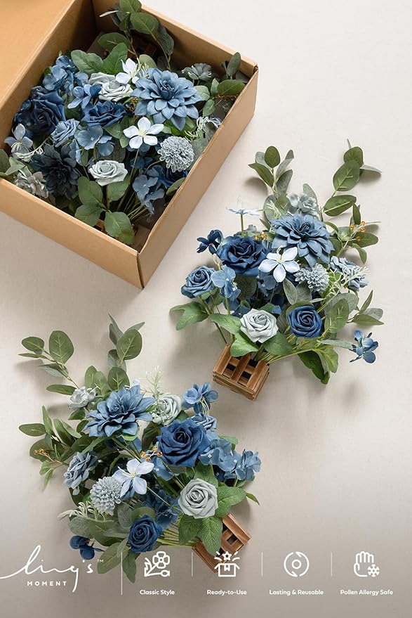 Ling's Moment 17.5" Tall Standing Artificial Flowers Arrangements 4pcs Fall - Image 7