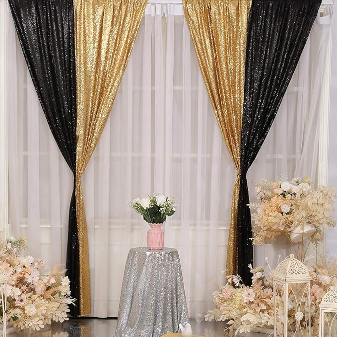 SquarePie Sequin Backdrop Curtain 2FT x 8FT Black - Image 9