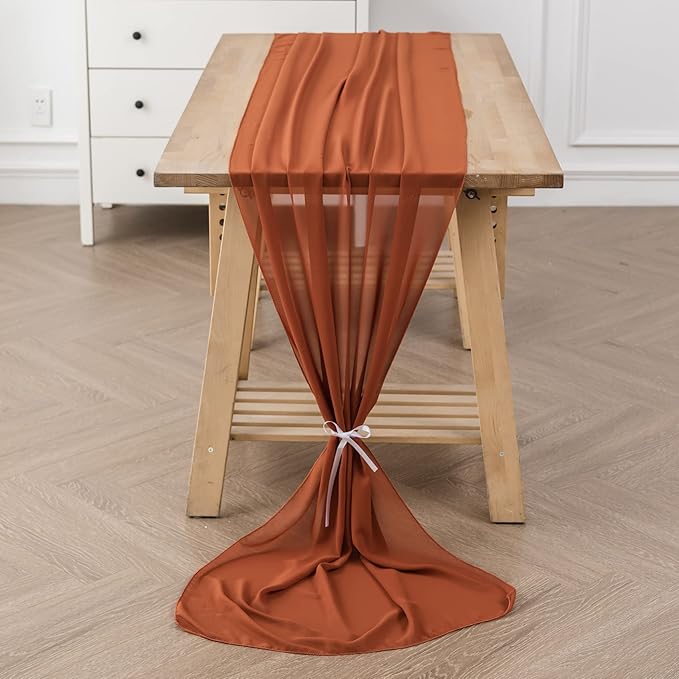 1Pack 9ft Chiffon Table Runner 14x108 Inch Sheer Romantic Table Runner - Image 6