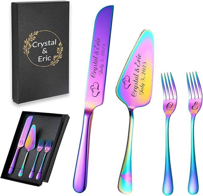 Personalized Wedding Cake Knife and Server Set, Custom Names Cake Cutting Set by Unknown