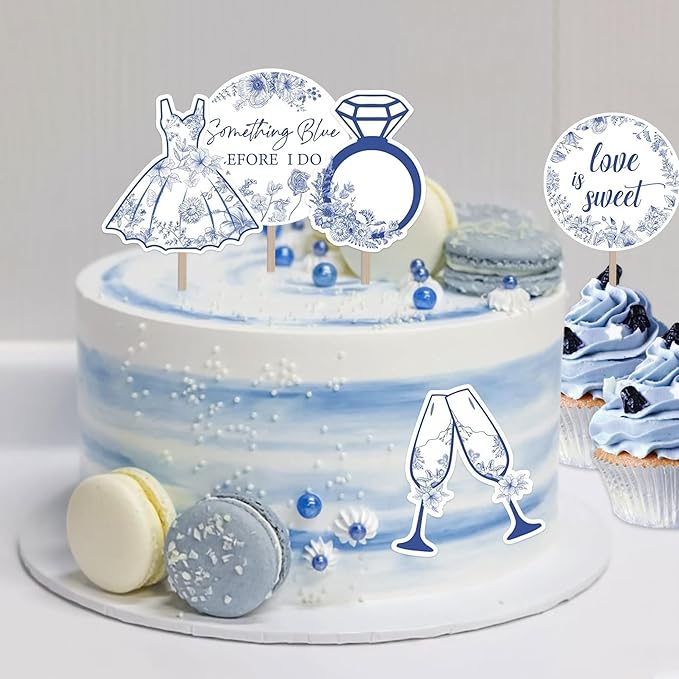 20PCS Something Blue Before I Do cupcake toppers, Something Blue Before I Do - Image 6